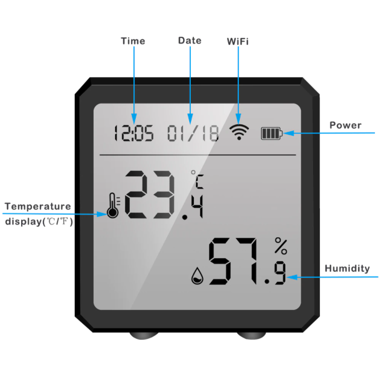 Датчик температури та вологості Tuya Wi-Fi Temperature&Humidity Sensor Black (1735050567) - фото 4