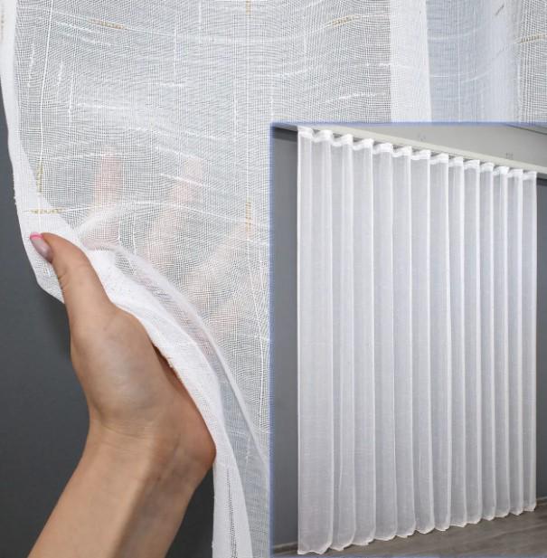 Тюль льон Івонна Білий/Золотисте вкраплення (1376т) - фото 3