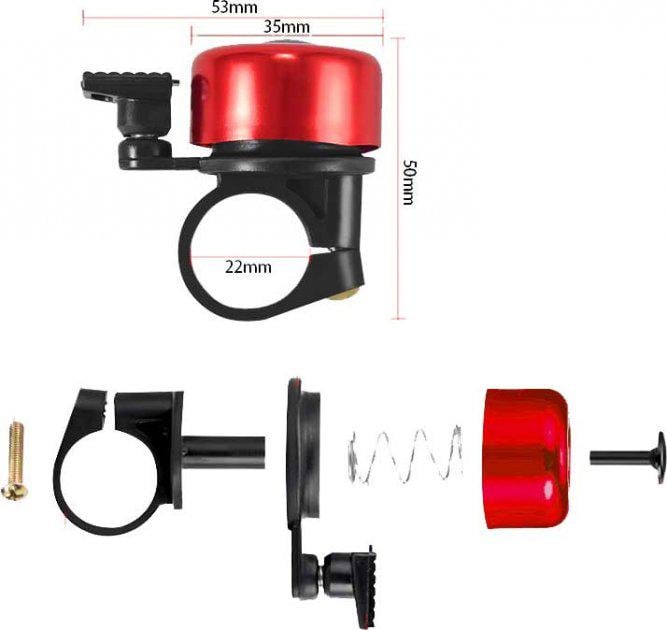 Дзвінок на велопед Х1 алюмінієвий Червоний (ДВ050538) - фото 4