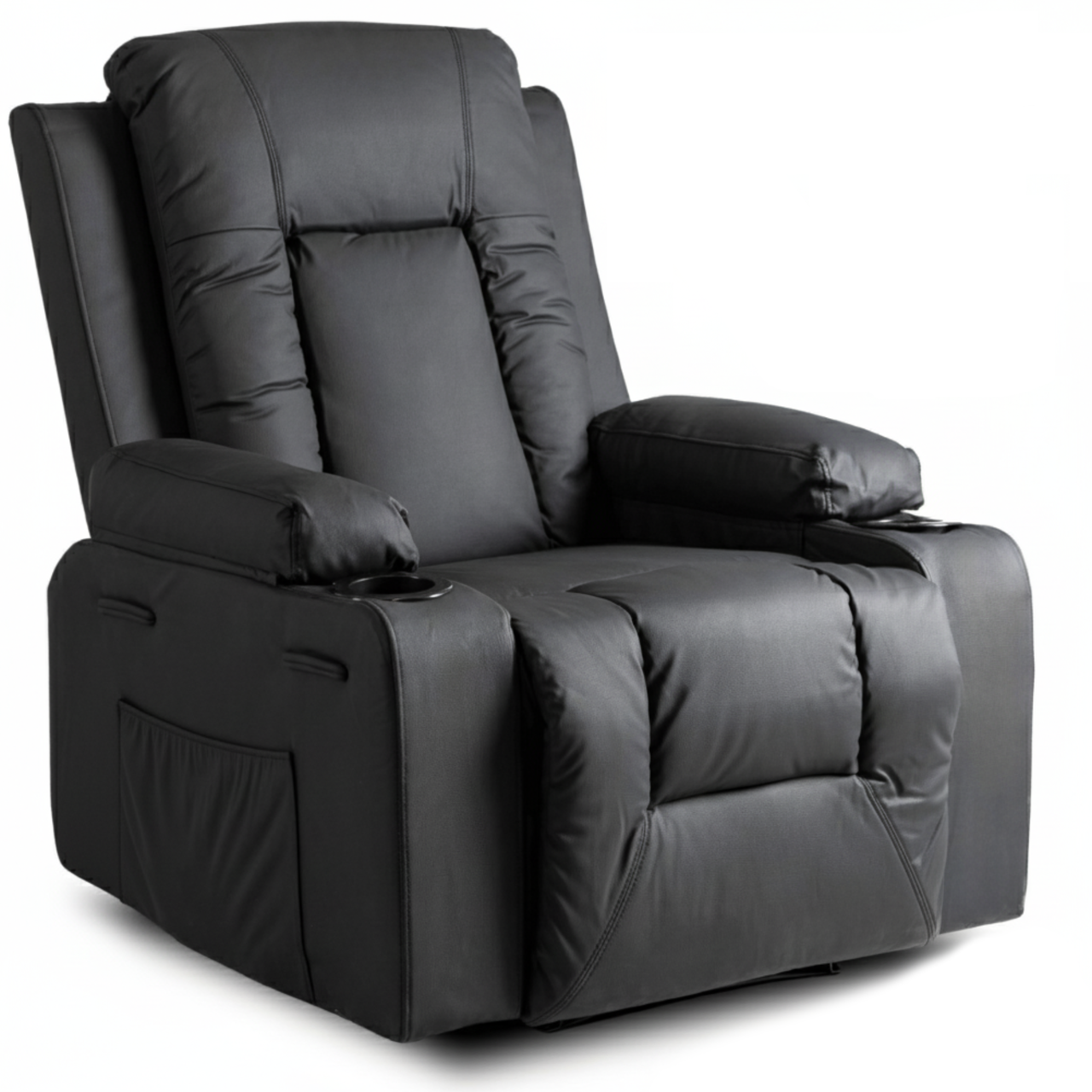 Кресло-реклайнер раскладной Prime Seat с массажем/подножкой до 125 кг Black (2847084307)