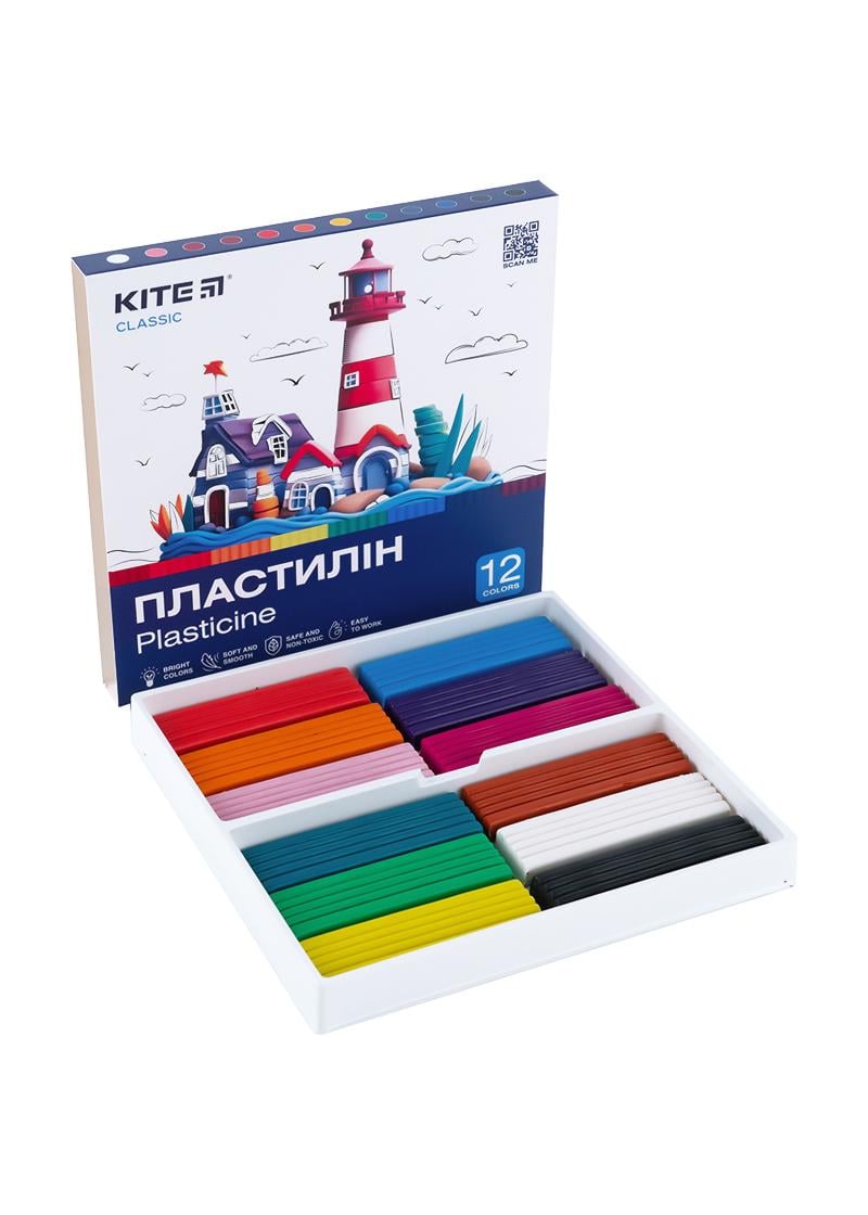 Пластилін KITE Classic 12 кольорів 240 г (K-1086) - фото 5 Пластилін KITE Classic 12 кольорів 240 г (K-1086) - фото 5