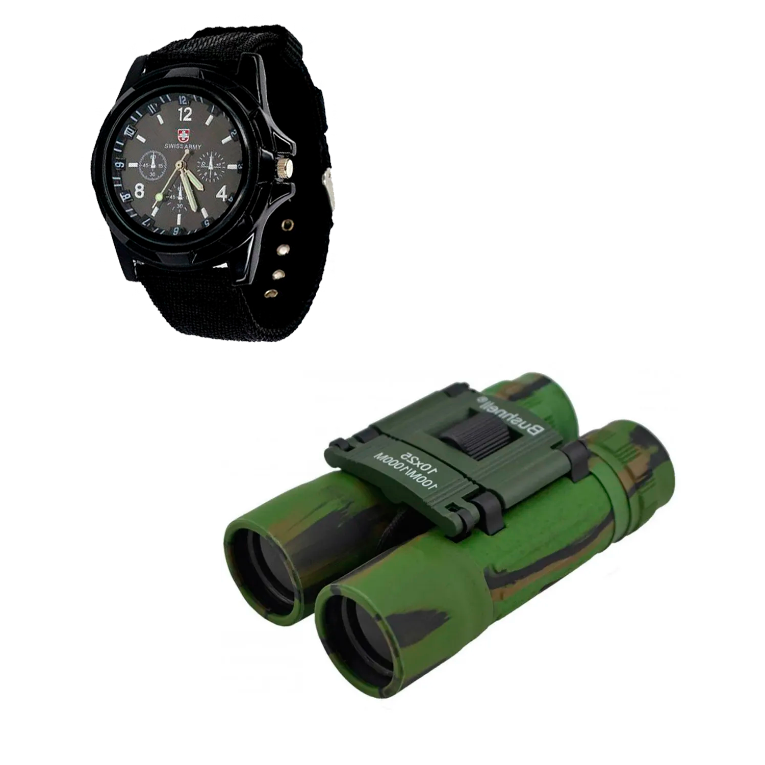 Бинокль портативный Bushnell 10х25 100/1000 м складной с чехлом и часы Swiss Army (f09fc50b)