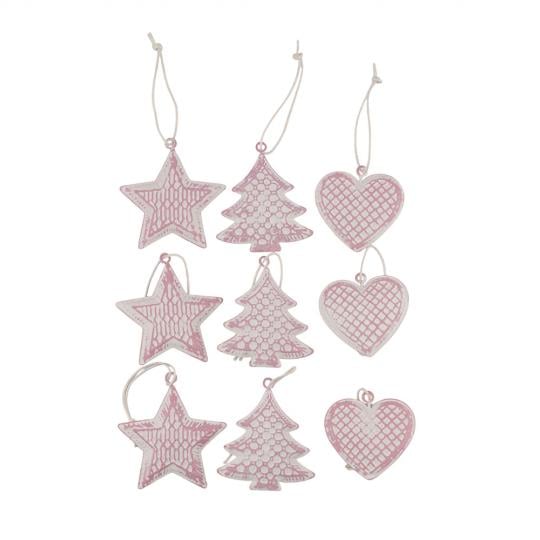 Комплект елочных игрушек Елочки сердечки звезды 9 шт. (043NY)