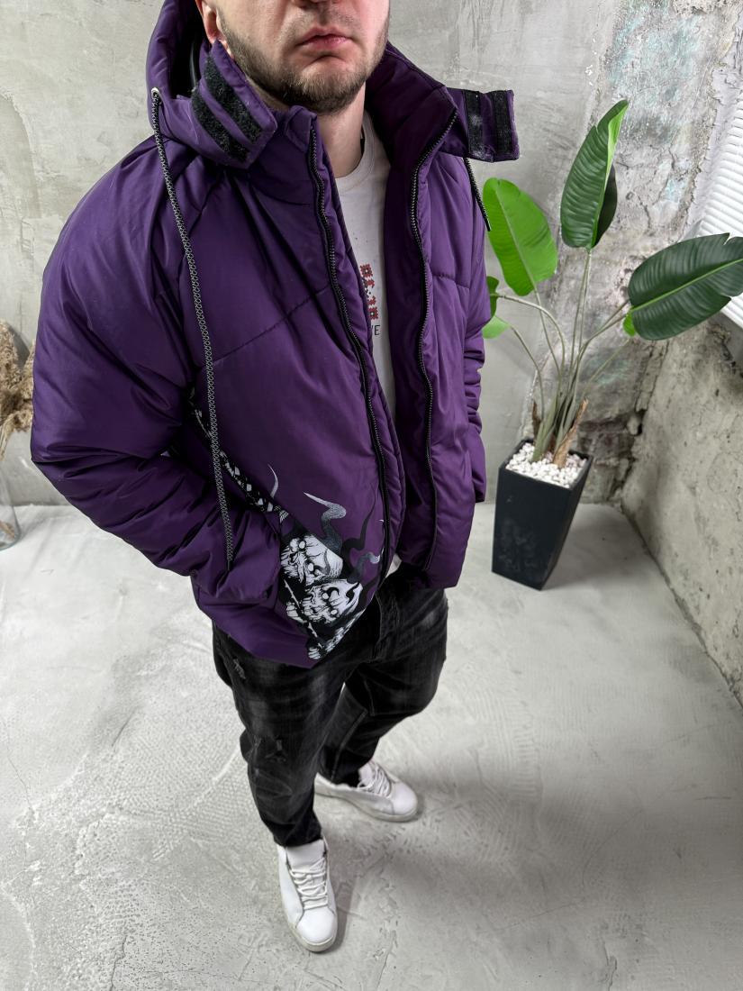 Куртка зимова зі знімним капюшоном 7-530 M Темно-фіолетовий (37606) - фото 3 Куртка зимова зі знімним капюшоном 7-530 M Темно-фіолетовий (37606) - фото 3