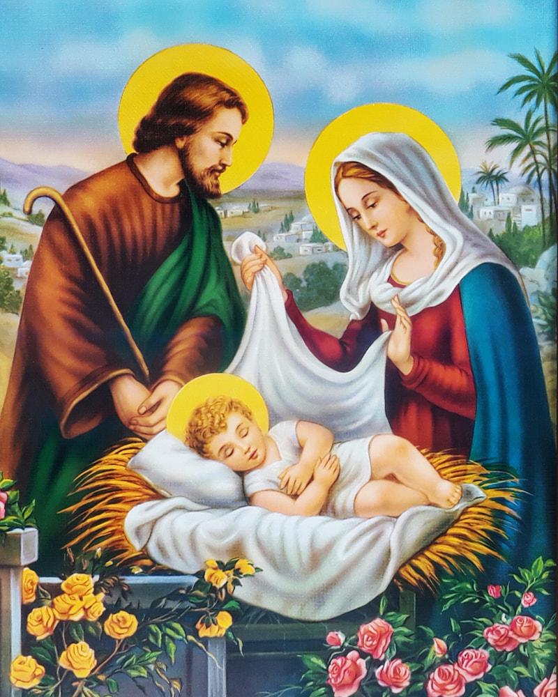 Картина по номерам Brushme SH53395 Иисус в Колыбели с красками металлик 40x50 см (27479)