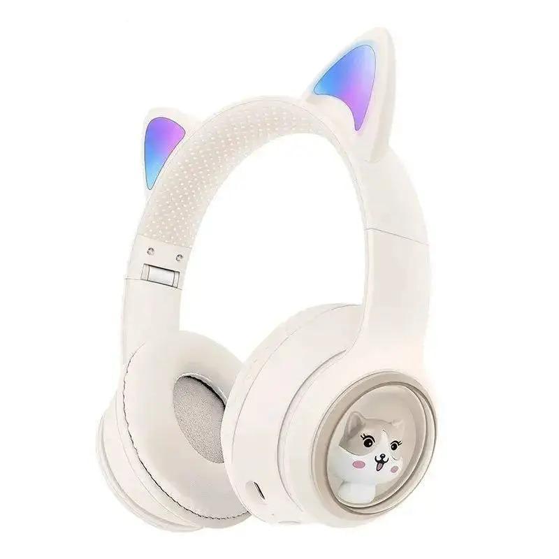 Навушники бездротові MDR CAT BT Cuter AKZ 01 з вушками Бежевий (1010691-Beige)