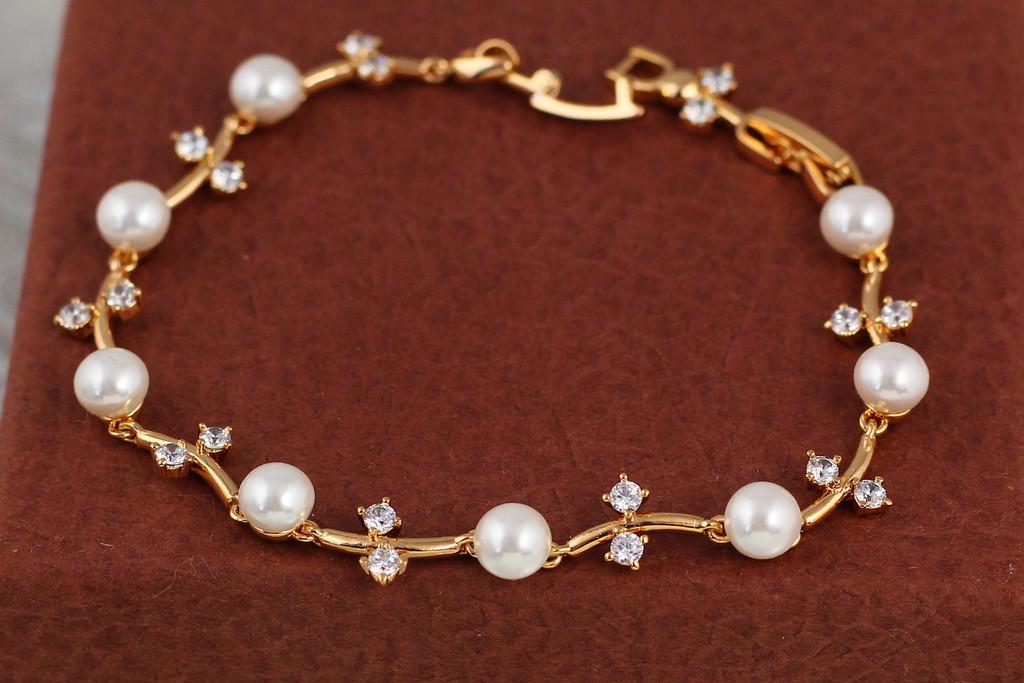 Браслет Xuping Jewelry Жемчужная лиана 19 см 8 мм Золотистый (1699300649)