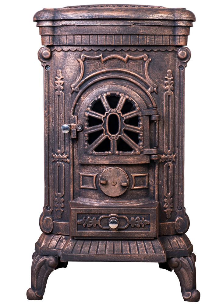 Печь-буржуйка Bonro чугунная с двойной стенкой на ножках 82х35х45 см 9 кВт Золотой (106-76-30000002)