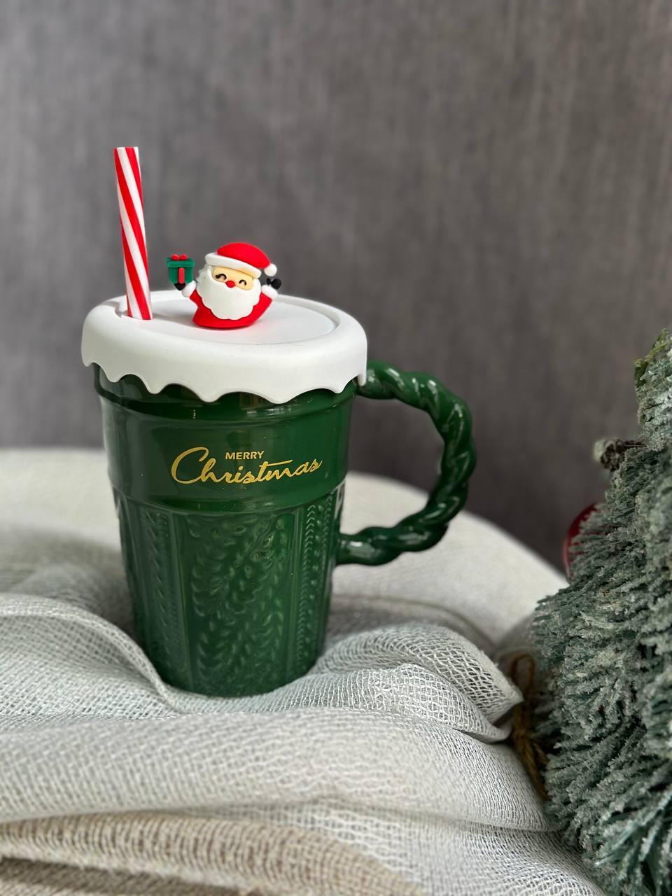 Чашка керамічна Olens 102-1061-1 Різдвяний світер з кришкою і трубочкою 380 мл Зелений (2786442515) - фото 3 Чашка керамічна Olens 102-1061-1 Різдвяний світер з кришкою і трубочкою 380 мл Зелений (2786442515) - фото 3