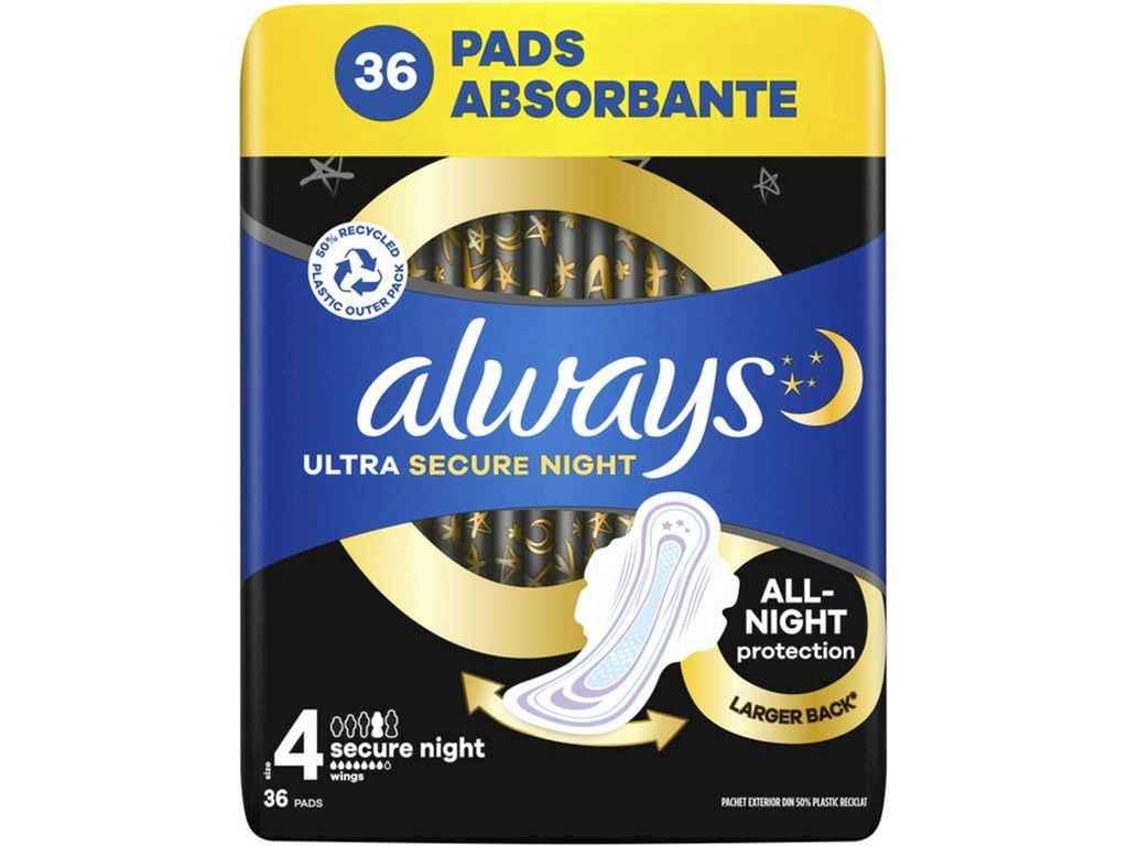 Прокладки гигиенические Always 7 капель ночные 36 шт. Ultra Secure Night Quatro (1107301)