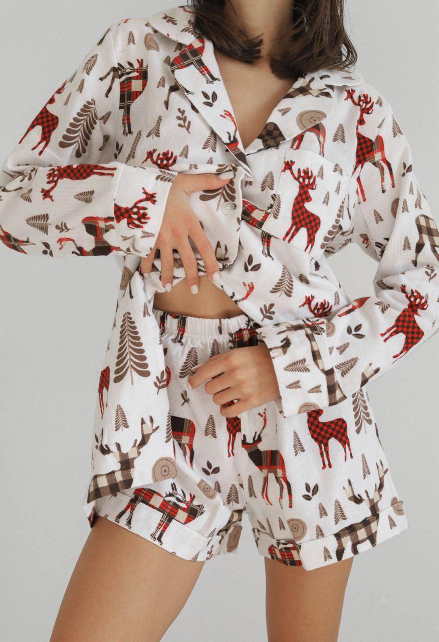 Костюм піжамний трійка байка р. 46 Білий (5103) - фото 7 Костюм піжамний трійка байка р. 46 Білий (5103) - фото 7