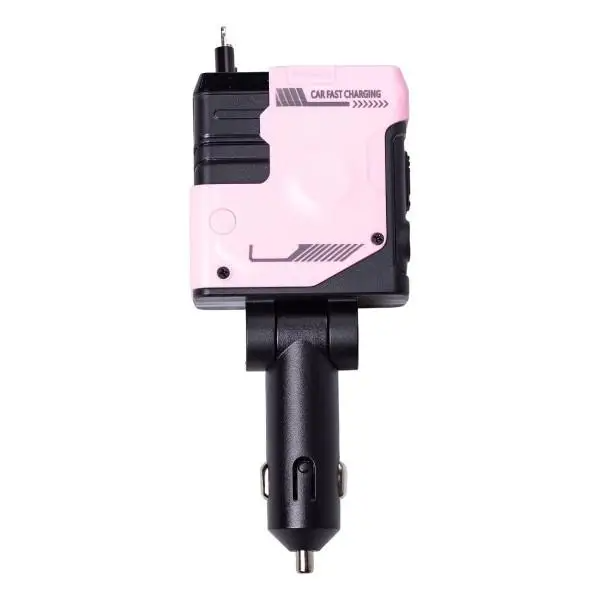 Зарядное устройство автомобильное 4в1 с выдвижным кабелем Розовый (HP-A1P) - фото 2 Зарядное устройство автомобильное 4в1 с выдвижным кабелем Розовый (HP-A1P) - фото 2