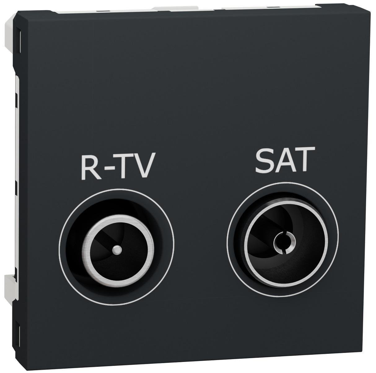 Розетка Schneider Electric R-TV/SAT индивидуальная 2 модуля Unica Антрацит (NU345454) Розетка Schneider Electric R-TV/SAT индивидуальная 2 модуля Unica Антрацит (NU345454)