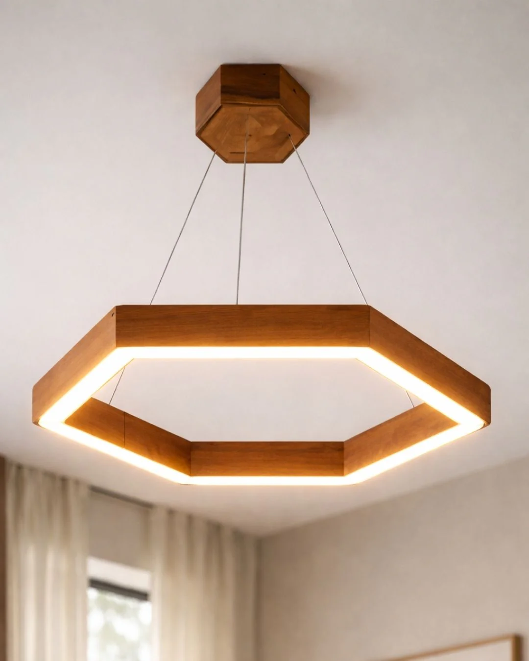 Підвісний LED-світильник LightWood шестикутний Honey з натурального дуба Світле дерево (00000805)