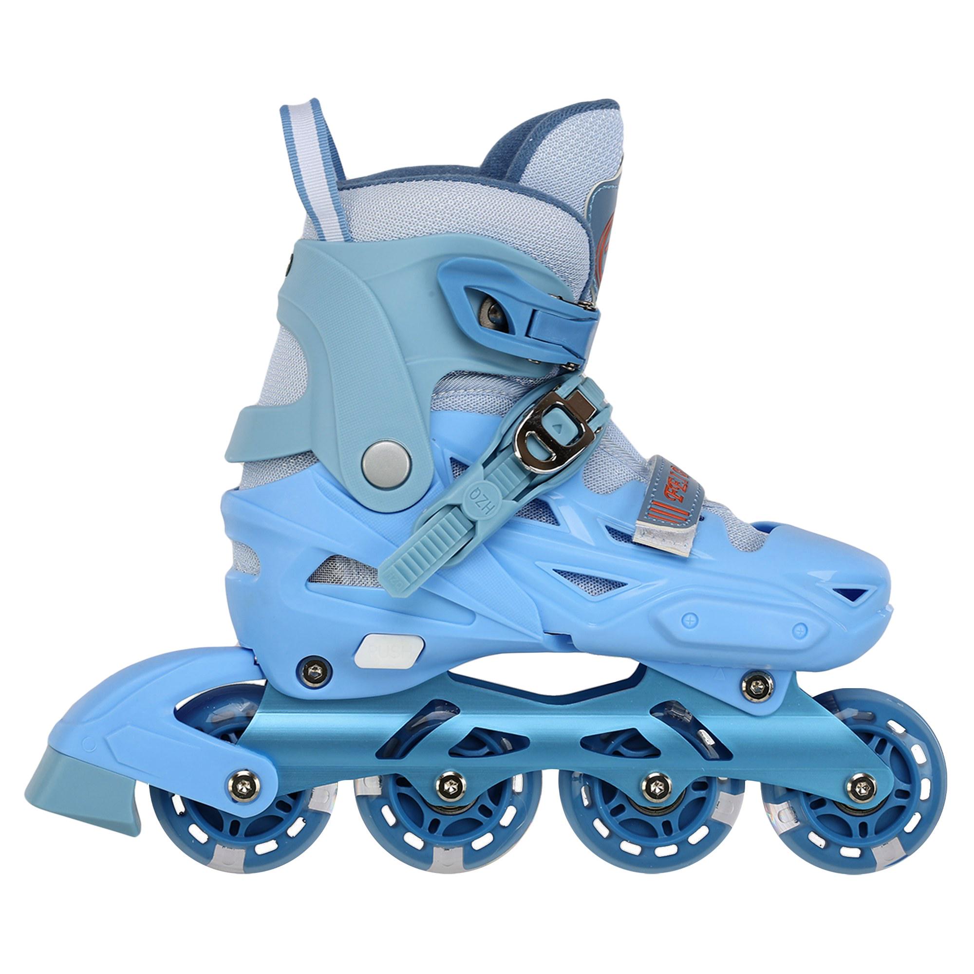 Роликовые коньки FEI BAO SK-318 раздвижные колеса светящиеся р. 31-34 (SK-318_Синий_S_(31-34)