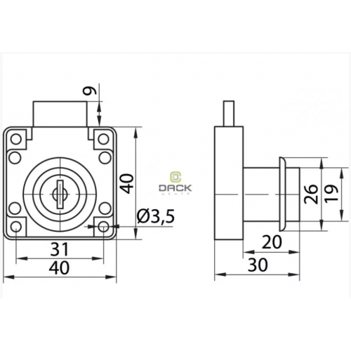 Мебельный замок врезной Sigma 138 Хром (713783) - фото 2