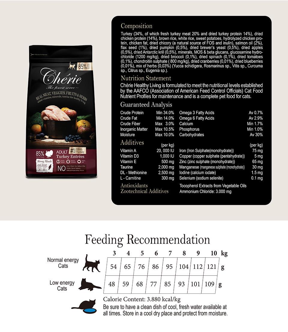 Корм сухой Cherie Dry Food Strong Muscle&Joint Turkey Entrees для кошек с индейкой 400 г (602214) - фото 5