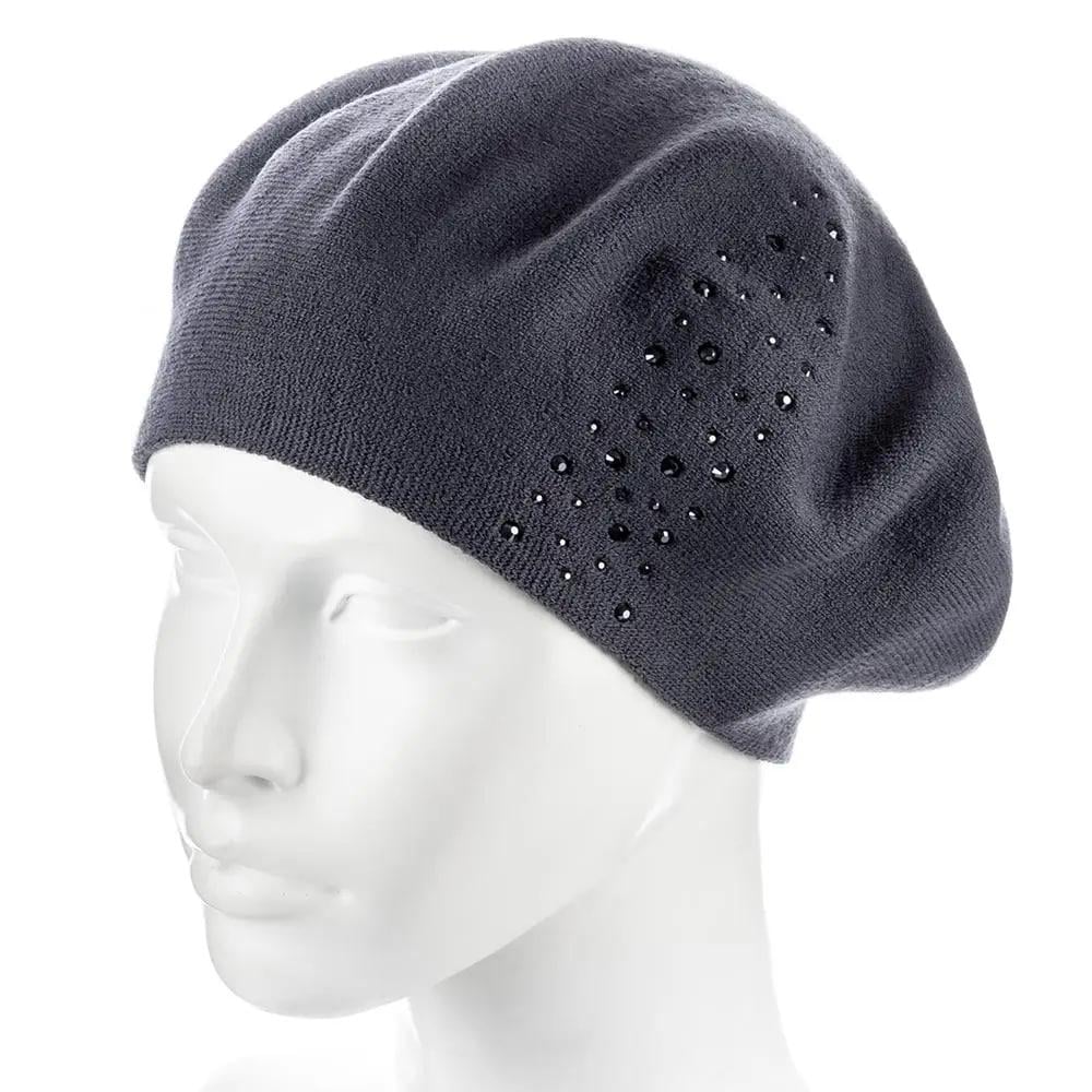 Берет женский Zolly ZH239 полушерстяной тонкой вязки двойной Антрацитовый (130122)