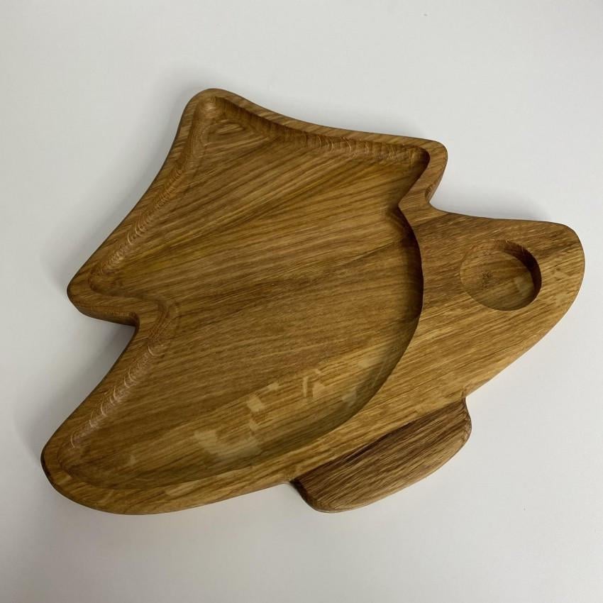 Менажниця з отвором для підсвічника Lizhnyk 5-79 Ялинка дубова 28х24,5х2 см (2021655235)