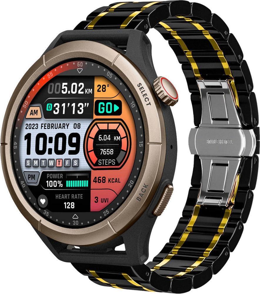 Ремешок керамический Ceramo для Amazfit Cheetah Round/Cheetah Pro Black Gold (38444-02)
