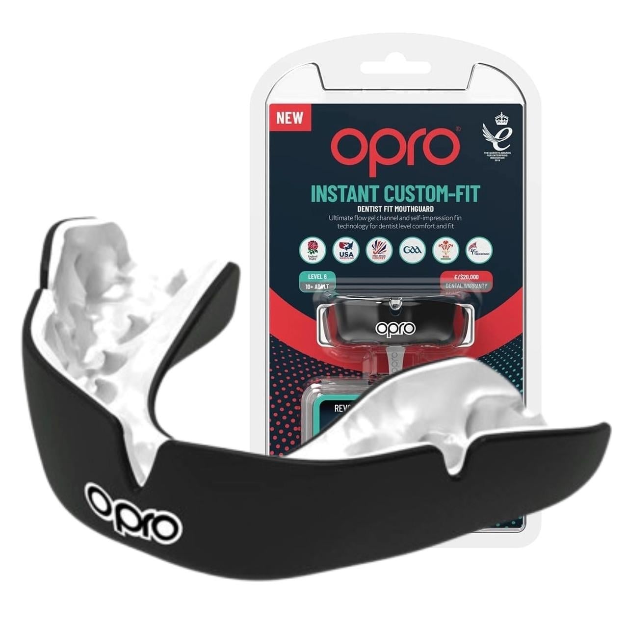 Капа OPRO Instant доросла вік 11+ Чорний/ Білий (Instant Bl/White)