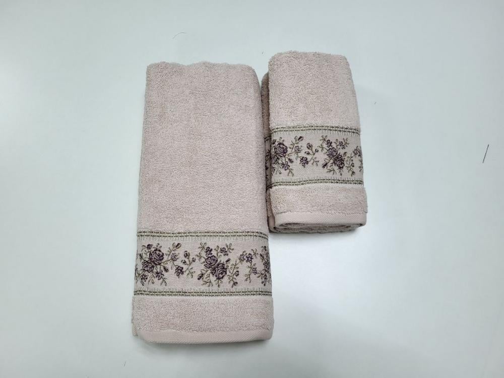 Набор махровых полотенец для ванной BOTANIC 70x140/50x90 см 2 шт. Нежно-розовый (13007)