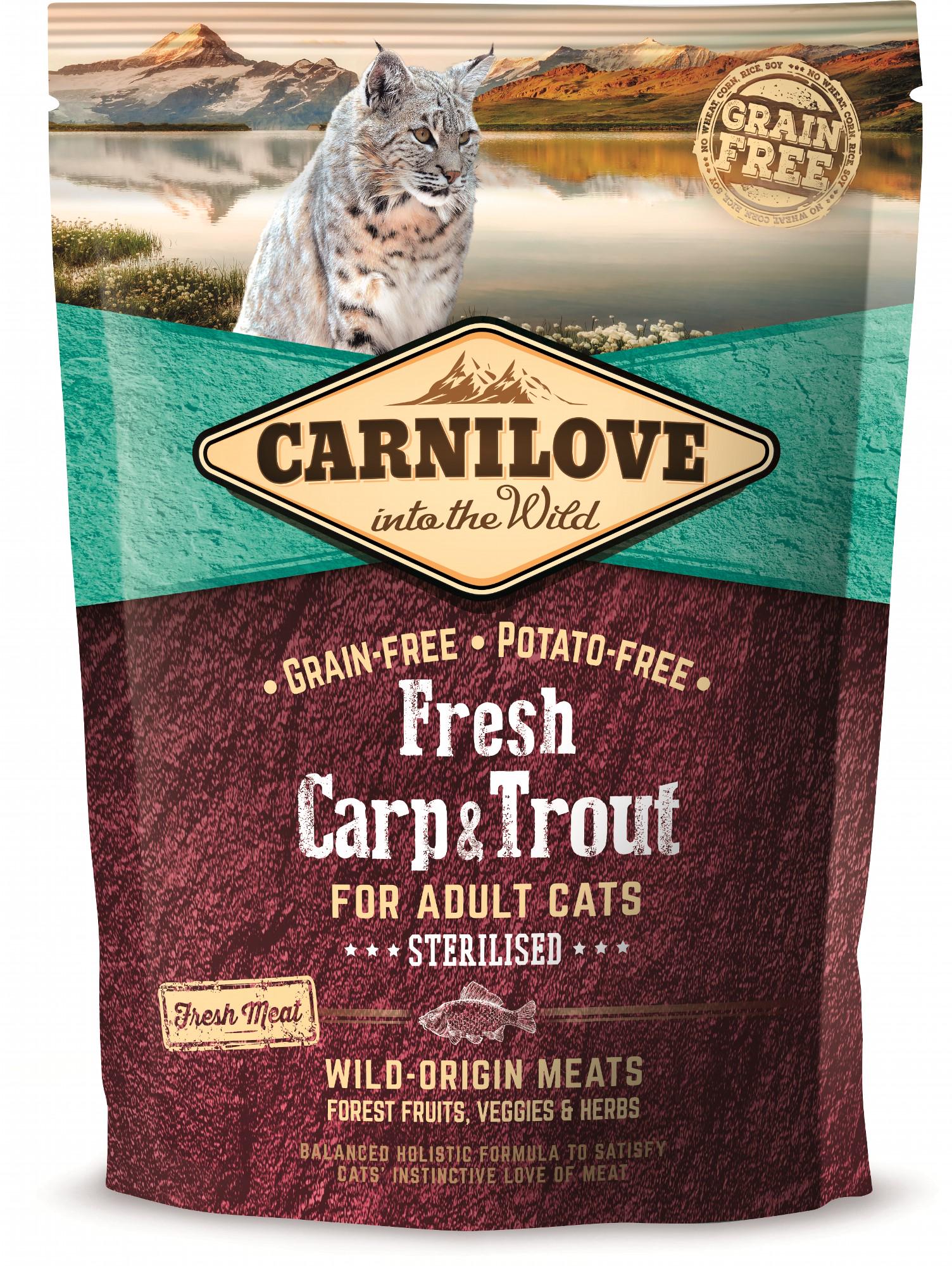 Корм сухий беззерновий Carnilove Cat Fresh Carp & Trout Sterilised з коропом та фореллю для дорослих стерилізованих кішок 400 г (27427)