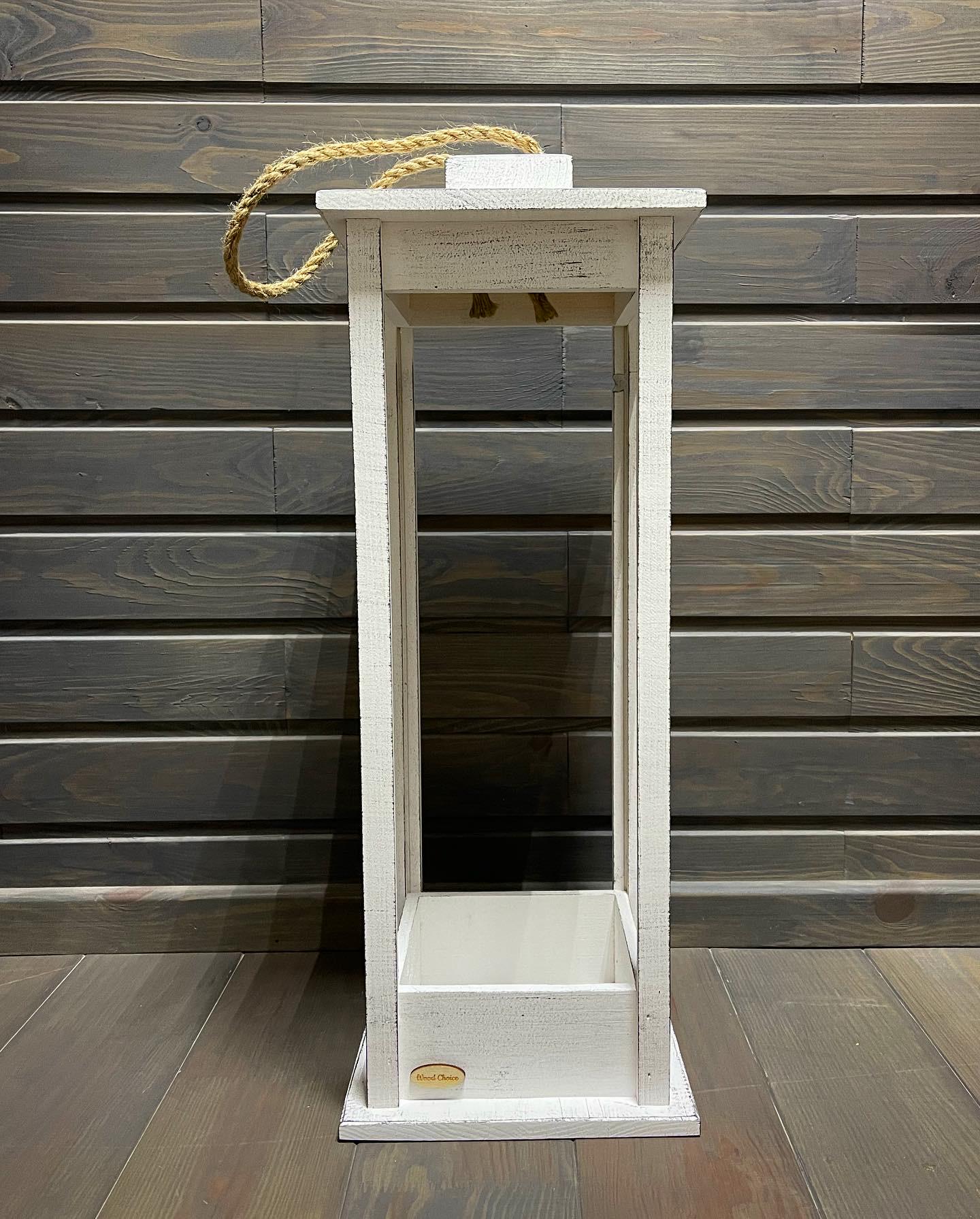 Подсвечник деревянный Wood Choice Фонарь 22х22х60 Бело-серый (204)