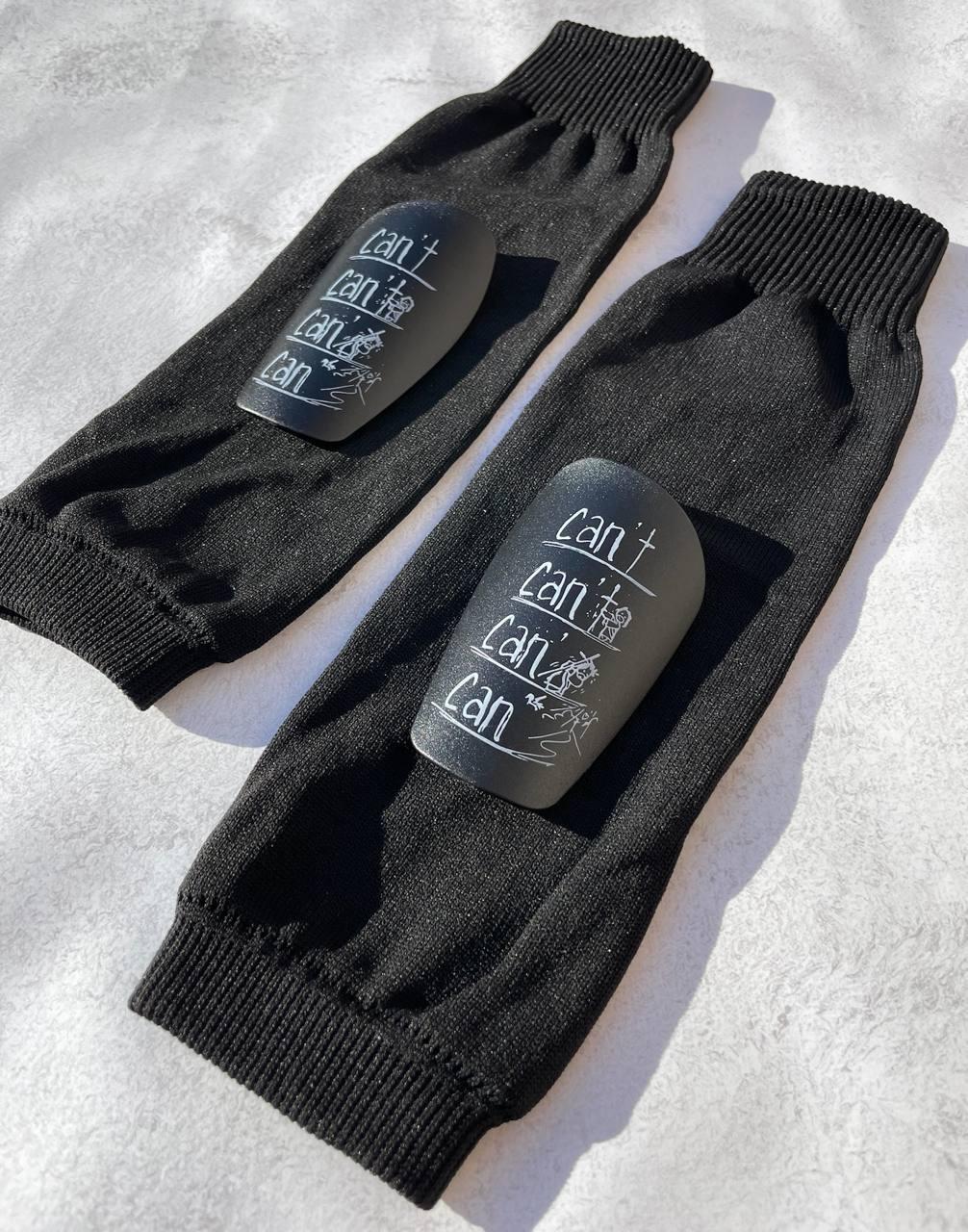 Комплект мини-щитки футбольные Can't-Can и гетры обрезки без носка S Черный (2739035094)