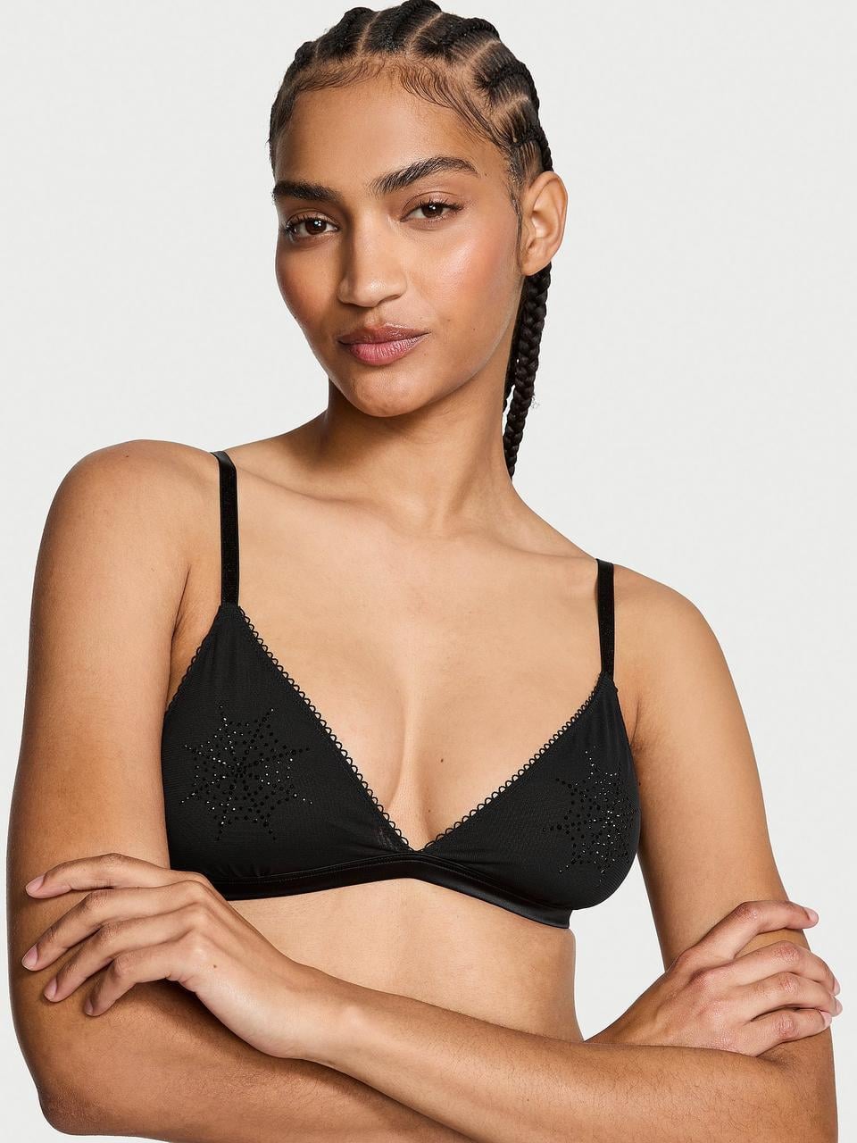 Бюстгальтер Victoria's Secret Spiderweb Shine Mesh Triangle S Черный (2600131301)