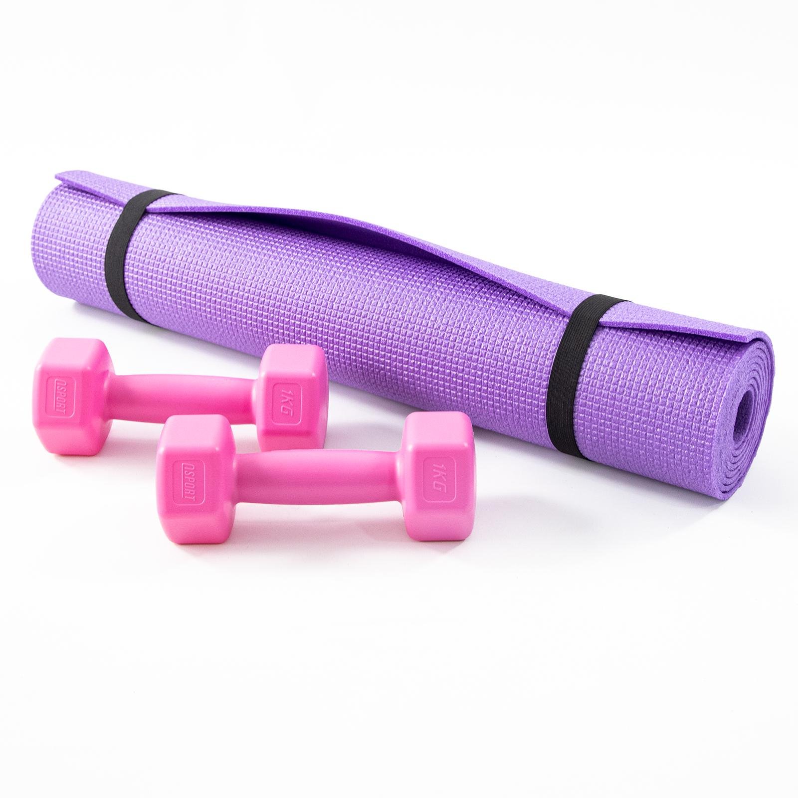 Килимок для йоги та фітнесу та гантелі для фітнесу 2 шт. по 1кг Osport Set 81 Фіолетово-рожевий (n-0111) - фото 5 Килимок для йоги та фітнесу та гантелі для фітнесу 2 шт. по 1кг Osport Set 81 Фіолетово-рожевий (n-0111) - фото 5