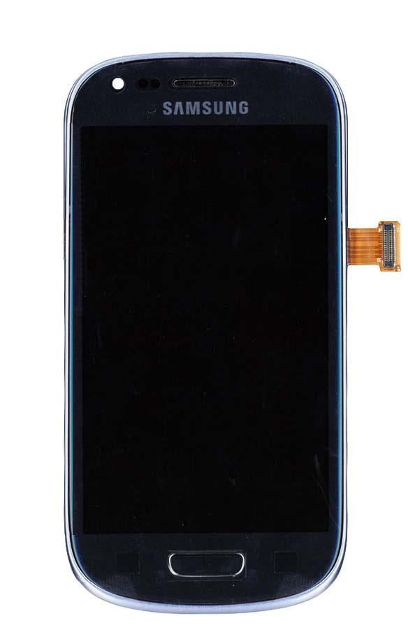 Матрица с тачскрином для телефона Samsung Galaxy S3 mini GT-I8190 с рамкой Синий