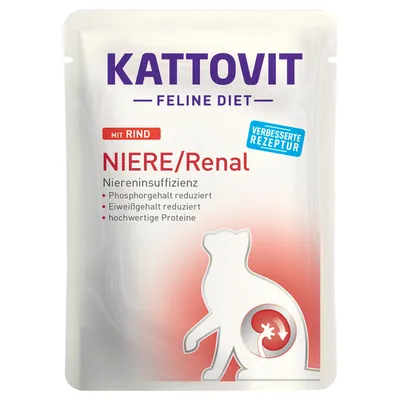 Влажный диетический корм в паучах Kattovit Niere/Renal Rind (говядина) для кошек, 85 г