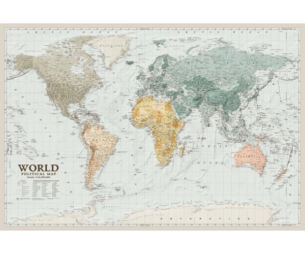 Политическая карта мира М 1:34 500 000 бумажная 88x60 см (4820114954411)