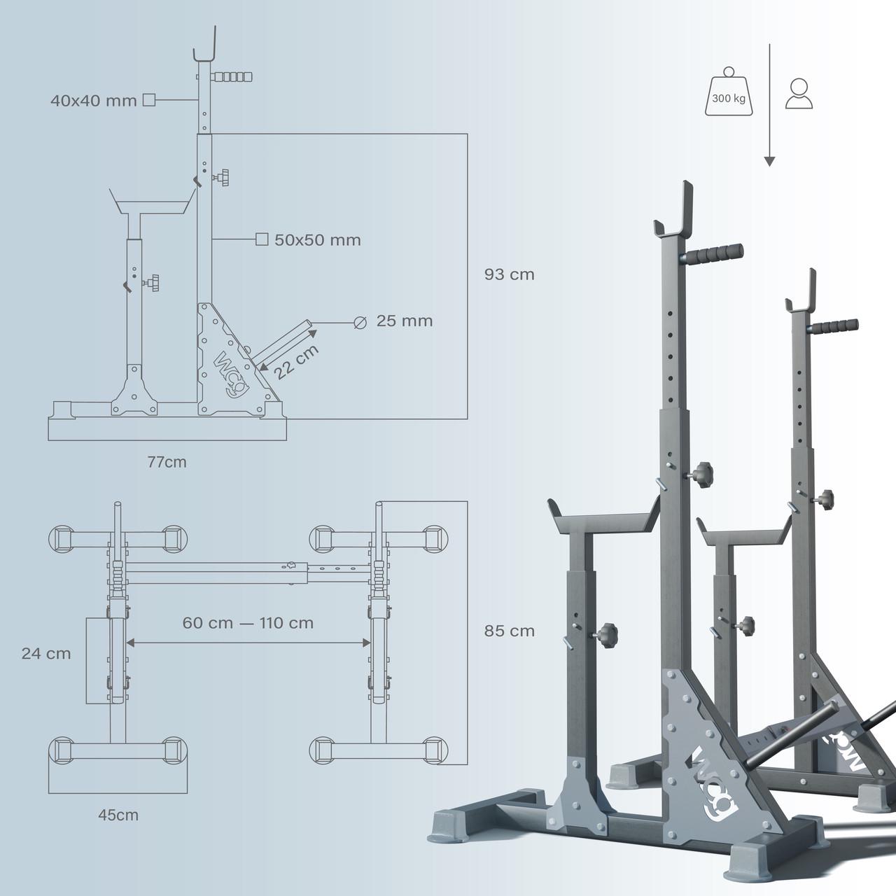Стійки під штангу Bugai Pro 3в1 жим/присідання/бруси WCG (WDS333) - фото 5 Стійки під штангу Bugai Pro 3в1 жим/присідання/бруси WCG (WDS333) - фото 5