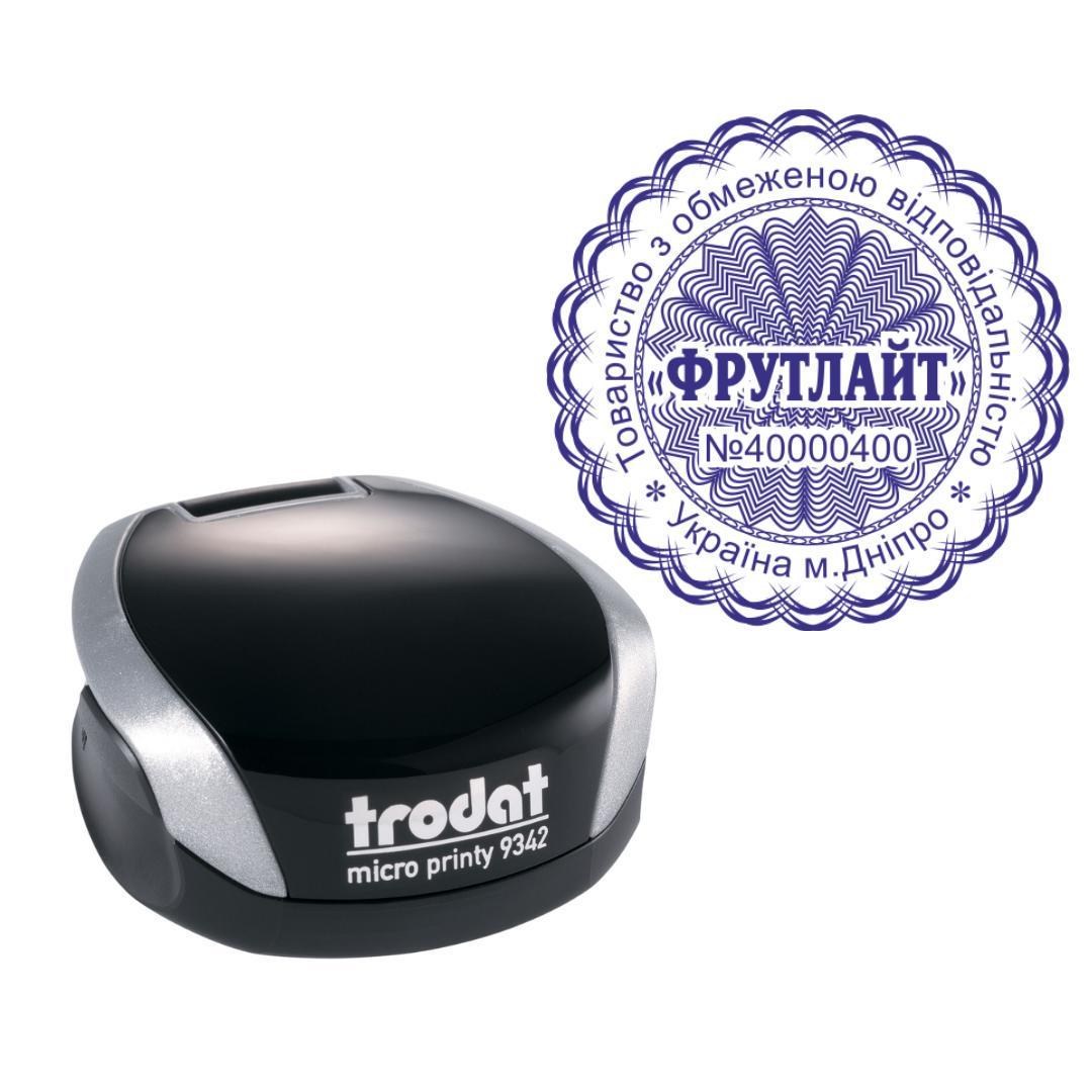 Печать ТОВ на карманном оснащении Trodat Micro Printy 9342 d 42 мм Серебристый (ООО22/9342/S)