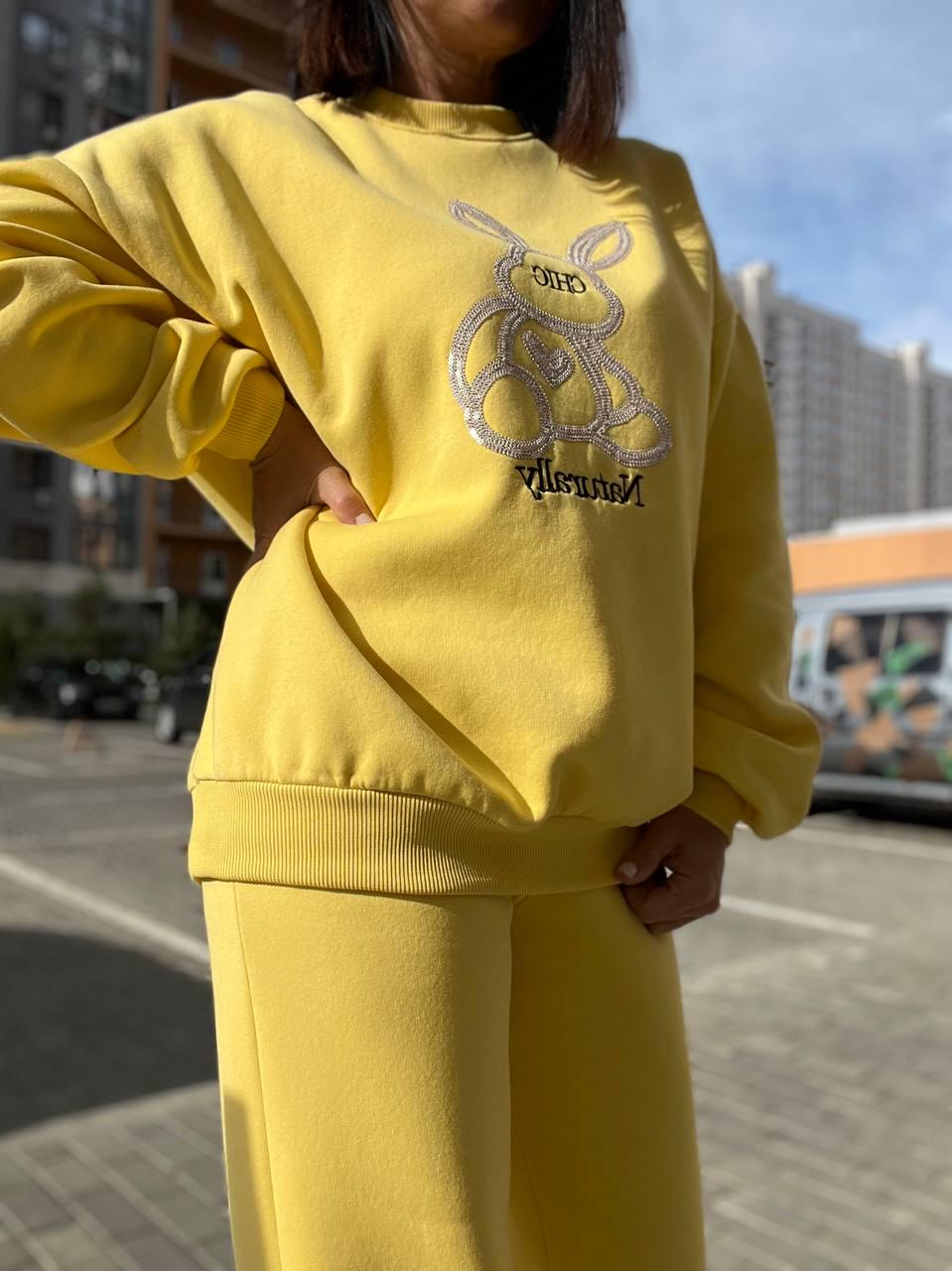 Світшот жіночий PEPPER MINT 24-05 подовжений вишивка заєць утепленний XL Жовтий (1144) - фото 4 Світшот жіночий PEPPER MINT 24-05 подовжений вишивка заєць утепленний XL Жовтий (1144) - фото 4