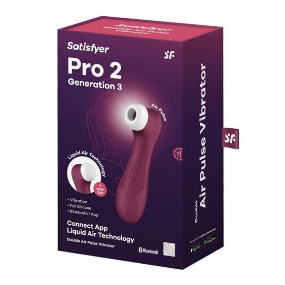 Смарт-симулятор орального секса для женщин Satisfyer Pro 2 Generation 3 With Liquid Air Wine Red Bluetooth/App (38026010)