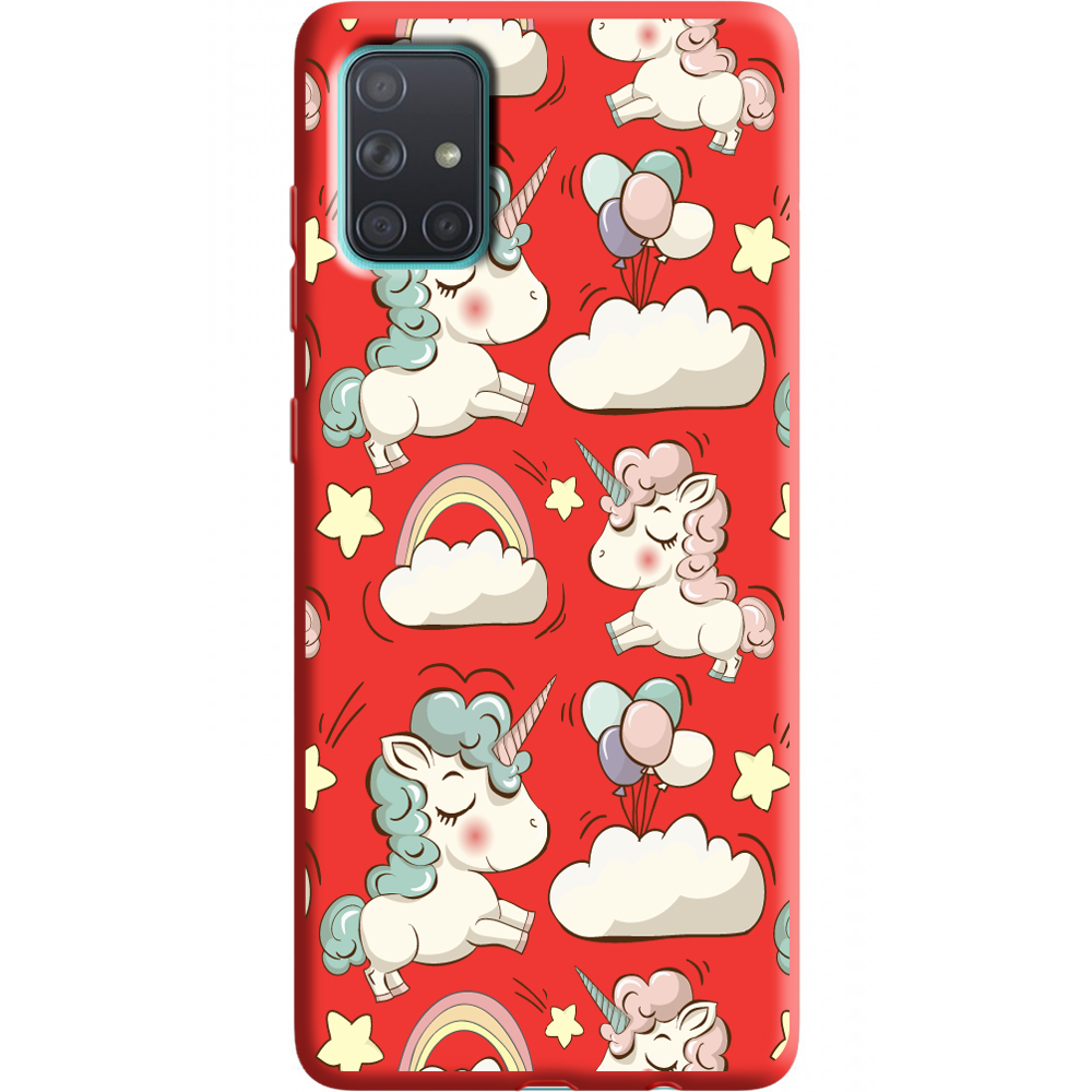 Чохол BoxFace Samsung A715 Galaxy A71 Unicorns Червоний силікон  (38850-cc2-38949)