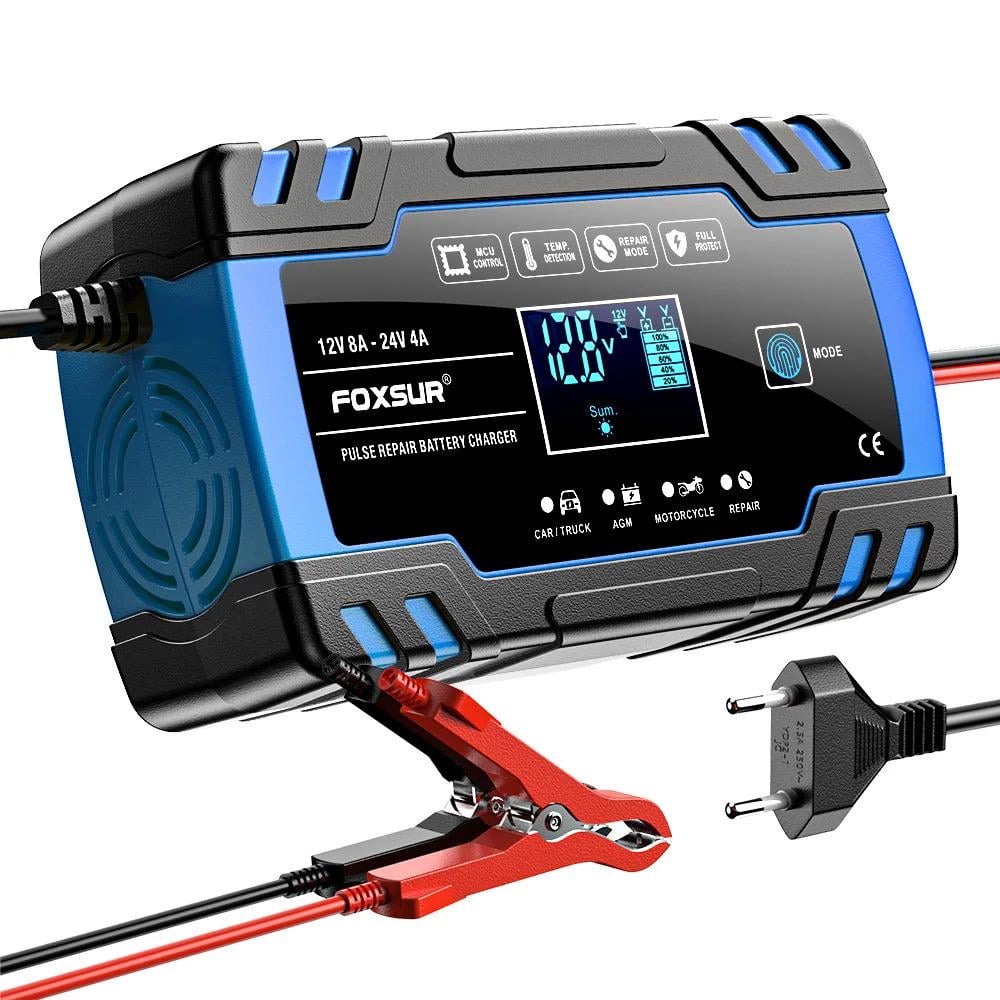 Зарядное устройство импульсное Foxsur 12V 8A/24V 4A для AGM/GEL/EFB/SLA аккумуляторов Синий (001211) Зарядное устройство импульсное Foxsur 12V 8A/24V 4A для AGM/GEL/EFB/SLA аккумуляторов Синий (001211)