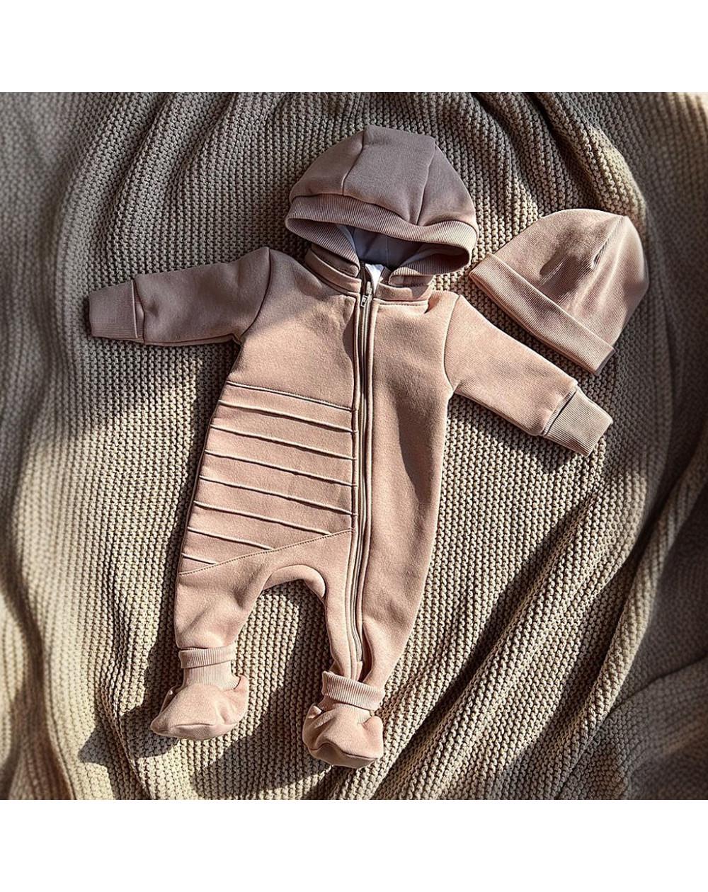 Комбинезон со съемным каюшоном детский BUNNY BOX утепленный триника р. 98 Капучиновый (18298) - фото 4