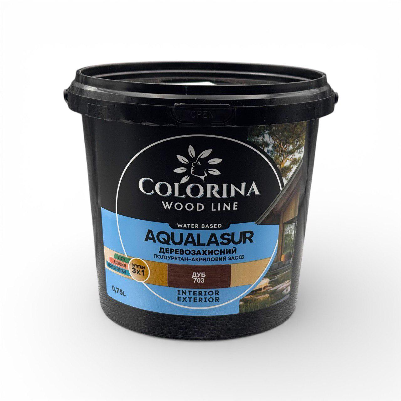 Лазурь деревозащитная с УФ-фильтром Colorina AQUALASUR 0,75 л дуб (23814413)