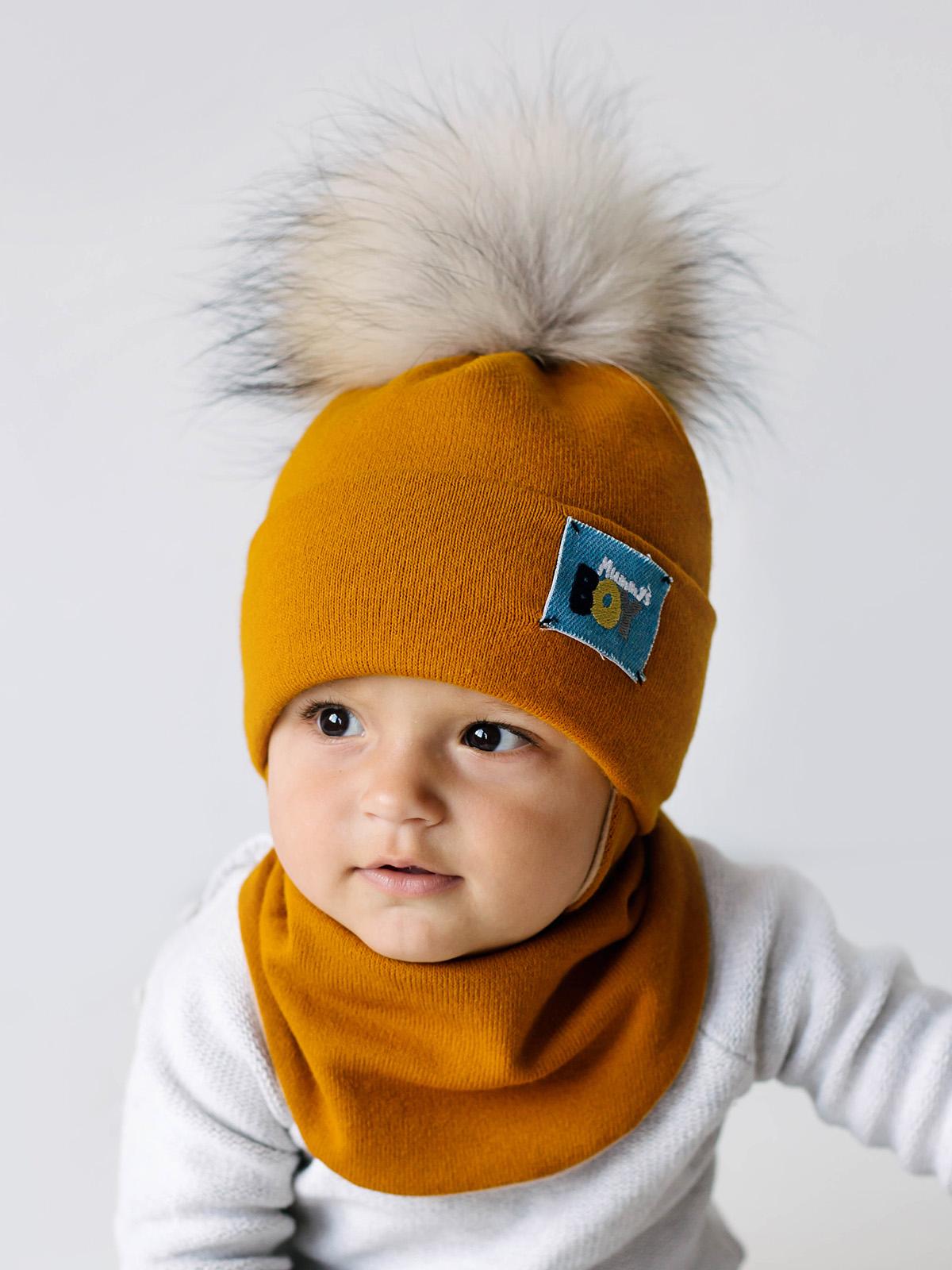 Шапка и манишка Дембохаус р. 42 Горчичный рожден