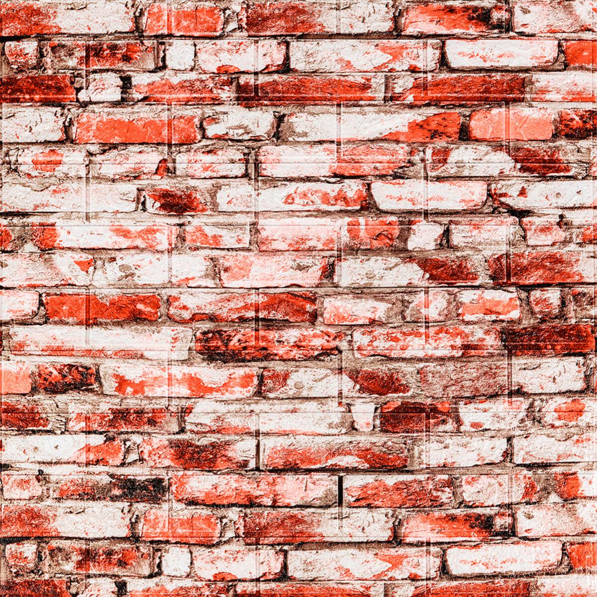 Панель декоративная самоклеящаяся 3D под кирпич 341 700х770х4 мм Красно-белый (SW-00000533)