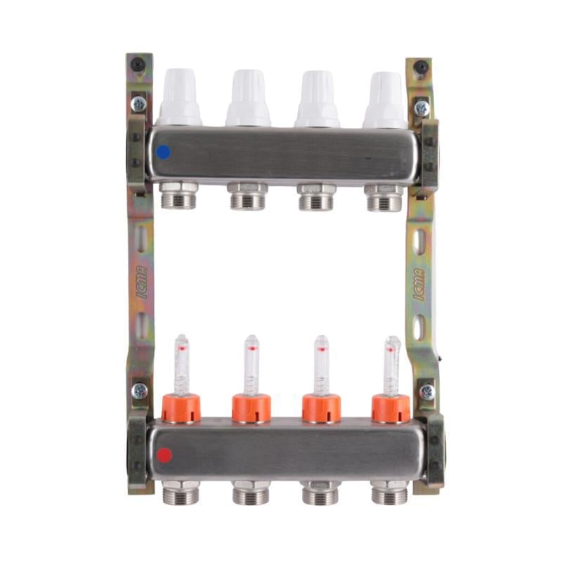 Коллектор с расходомерами ICMA №К073 нержавейка 1"х4 Коллектор с расходомерами ICMA №К073 нержавейка 1"х4