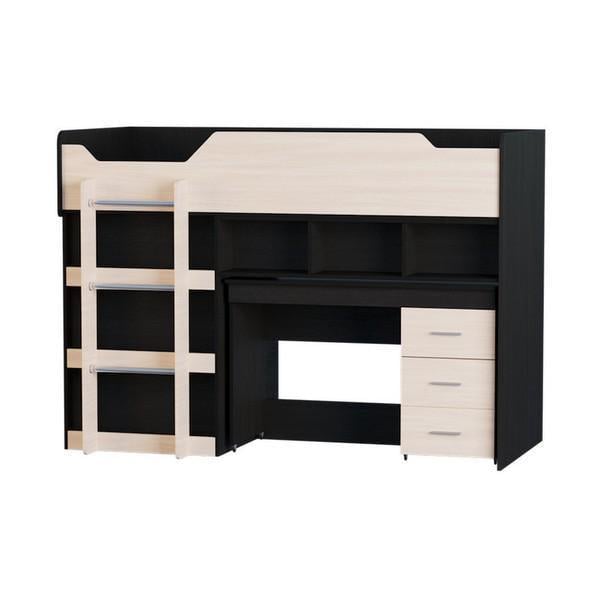 Кровать-чердак с выкатным столом Еверест-2 Венге/Молочный