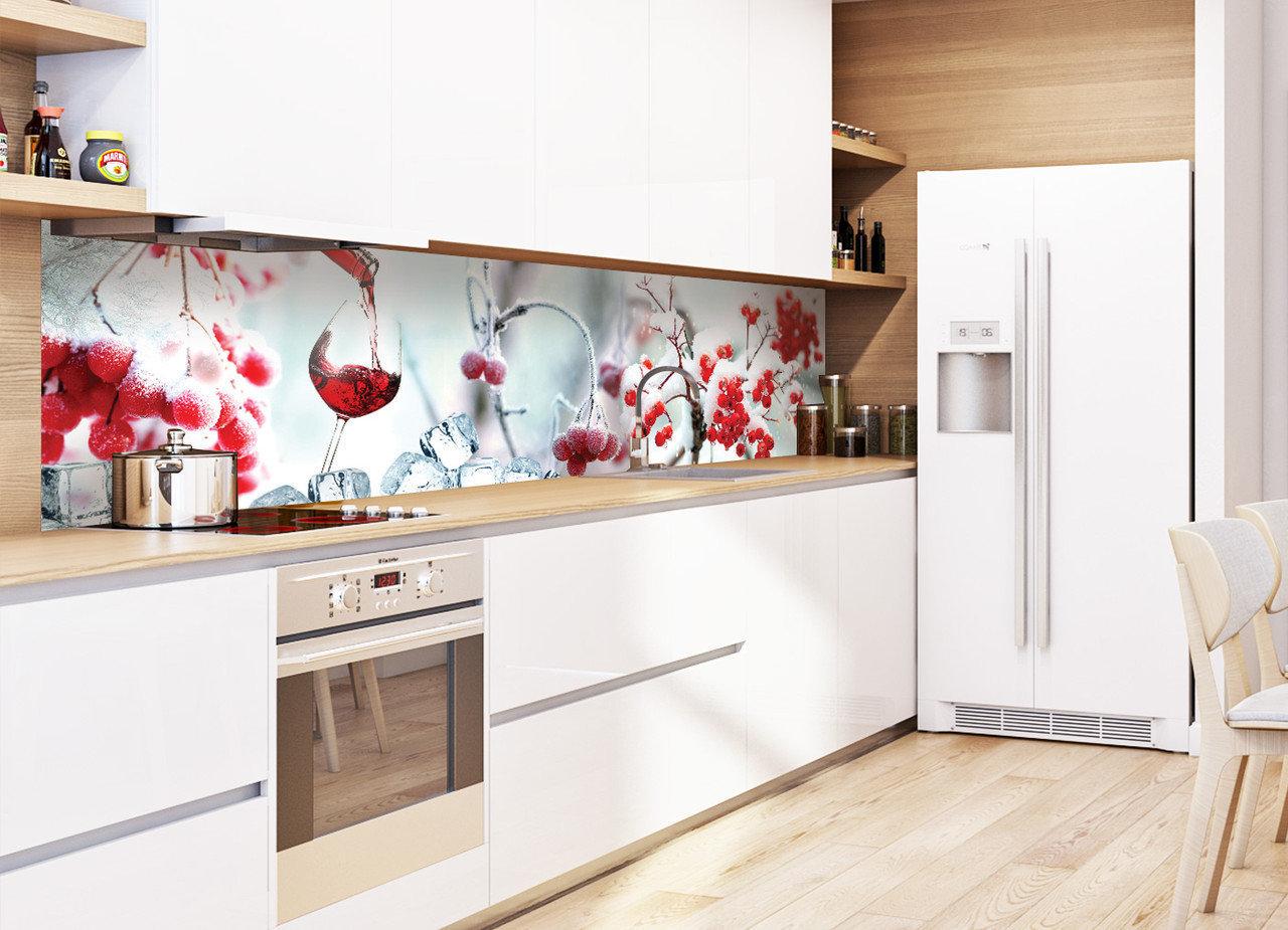 Кухонный фартук Зимнее настроение из самоклеящейся виниловой пленки 65х250 см Красный