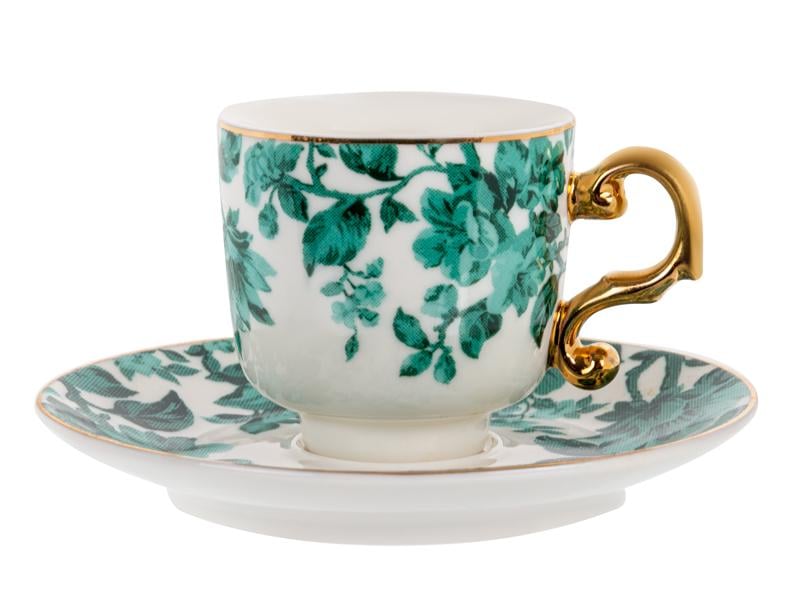 Набір кавових чашок Lefard Смарагдовий сад порцелянових з блюдцем на 2 персони 100 мл (925-056) - фото 3 Набір кавових чашок Lefard Смарагдовий сад порцелянових з блюдцем на 2 персони 100 мл (925-056) - фото 3