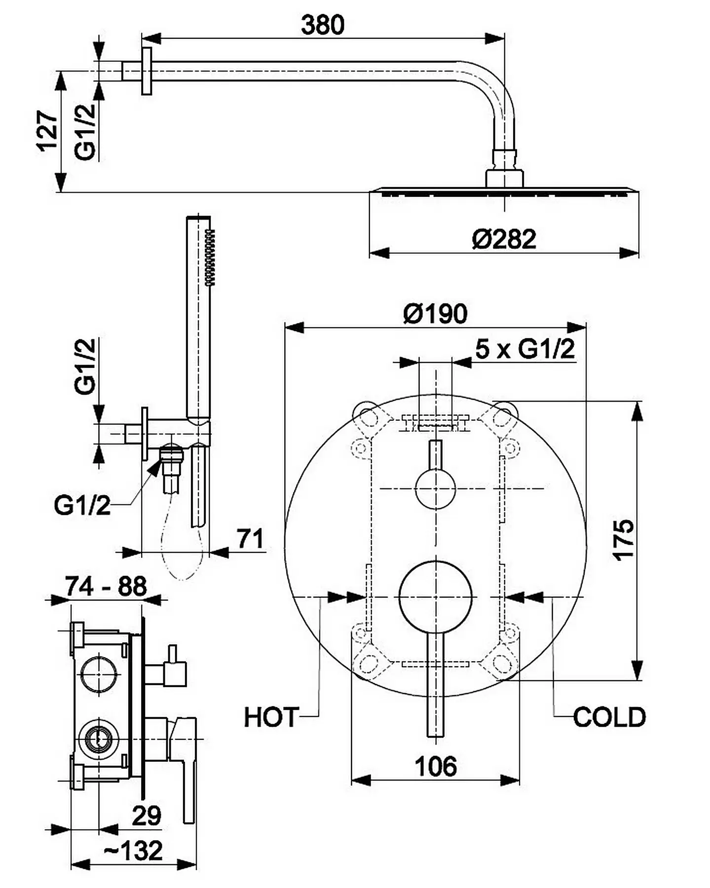 Душова система прихованого монтажу Armatura Moza KFA Gold (5039-501-31) - фото 5