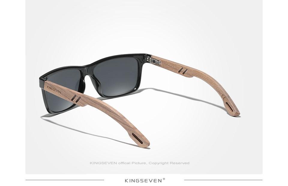 Солнцезащитные очки KINGSEVEN DESIGN Wayfarer из ореховой древесины TR90 с поляризованными линзами Чtрный/Серый (W5508) - фото 3